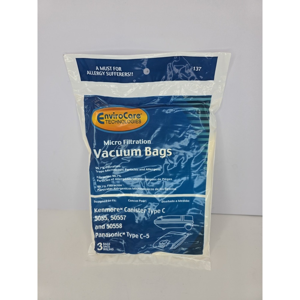 EnviroCare Micro‎ Filtration Kenmore Type C & Panasonic Type C-5 Vacuum Bags 137